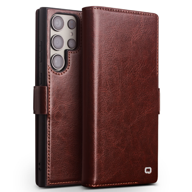QIALINO For Samsung Galaxy S23 Ultra Wallet Genuine Cow Leather Flip Case Magnetic Closure Stand Phone Cover QIALINO For Samsung Galaxy S23 Ultra Wallet Genuine Cow Leather Flip Case Magnetic Closure Stand Phone Cover